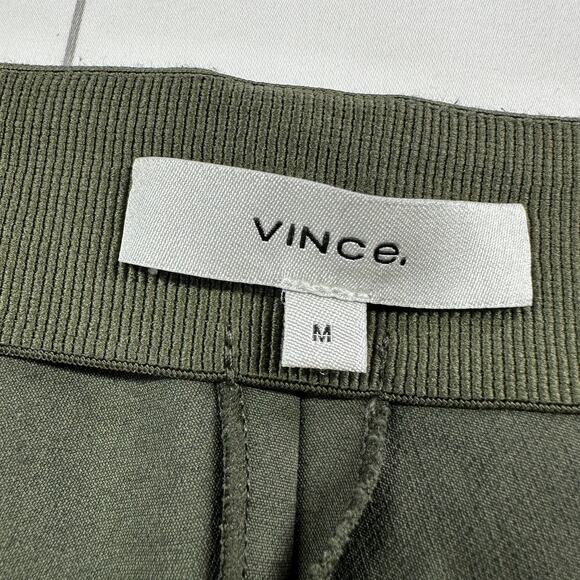 Vince Pants Womens Medium Green Front Seam Ponte Stretch Ankle Slit Side Zip - Picture 5 of 14